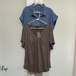 Two size 1X womens tops. One is NWT and one is NW/O tags